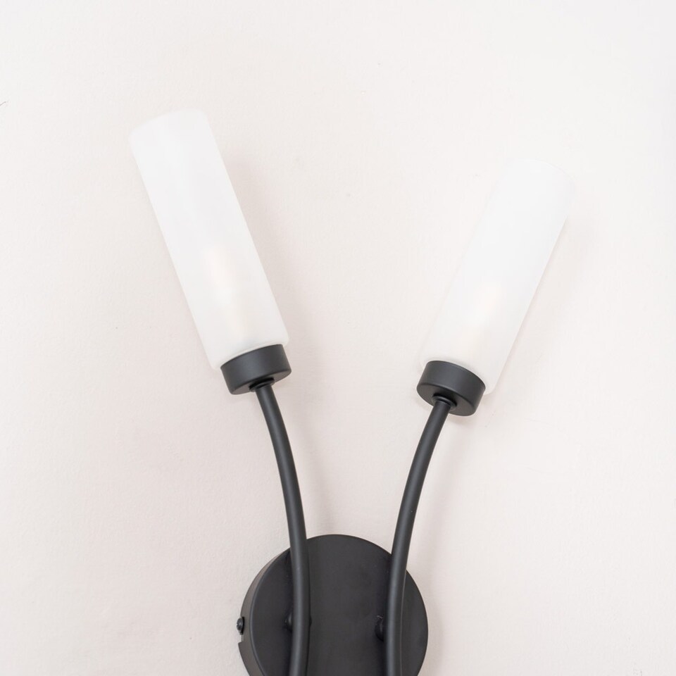 image 1 of ValueLights Maya Matte Black 2 Way Curved Wall Light & Bulbs | Black