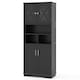 image 9 of COSTWAY Tall Bathroom Cabinet Floor Storage Cabinet Black