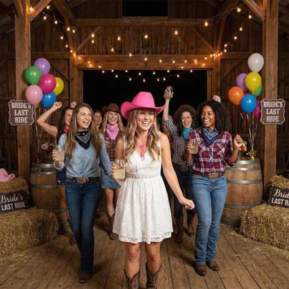 image 1 of Hot Pink Adults Cowboy Hat with Silver Stud Detail Fancy Dress Accessory