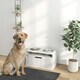 image 2 of PawHut Raised Dog Bowl, Elevated Dog Bowls with Slow Feeder Mat, White 
