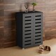 image 2 of Oslo 2 Door Wooden Shoe Storage Cabinet Rack Stand Cupboard Slatted Doors | Black