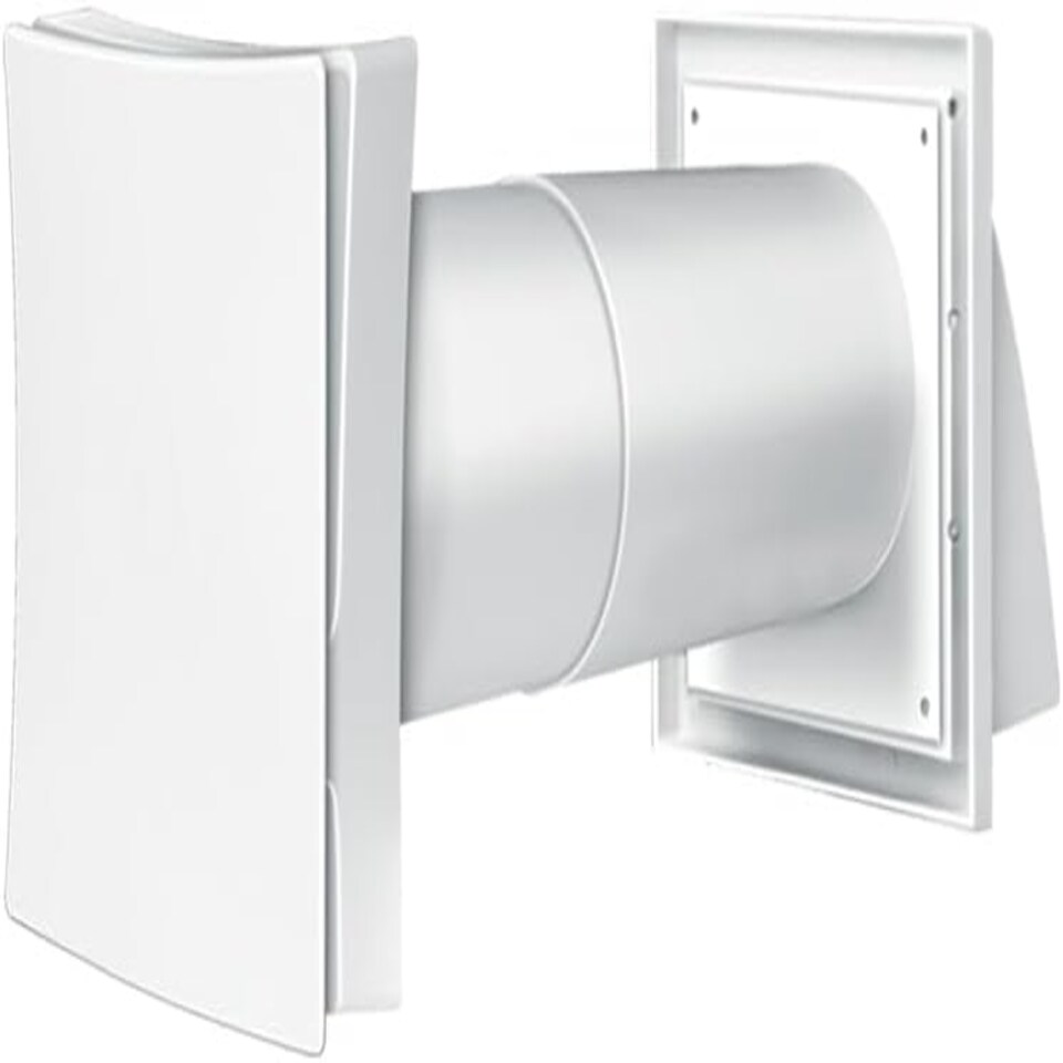 Dryzone Telescopic Passive Wall Intake Vent Grille Kit with Filter (100 mm, White) Adjustable Airflow Condensation & Mould Control