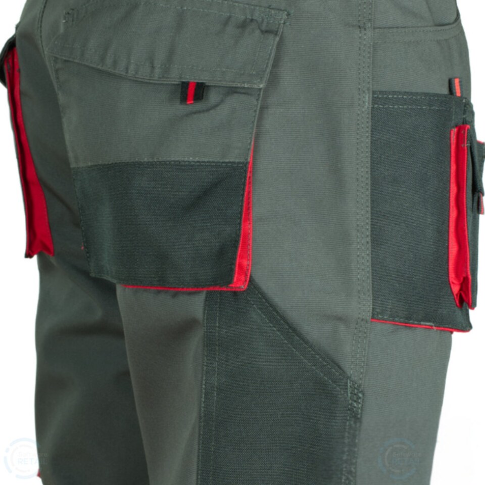 image 1 of ArtMas Grey Red Work Trousers for Men Durable Design with Knee Pad Pockets Reinforced Seams and Multi Functional Pockets Size UK36