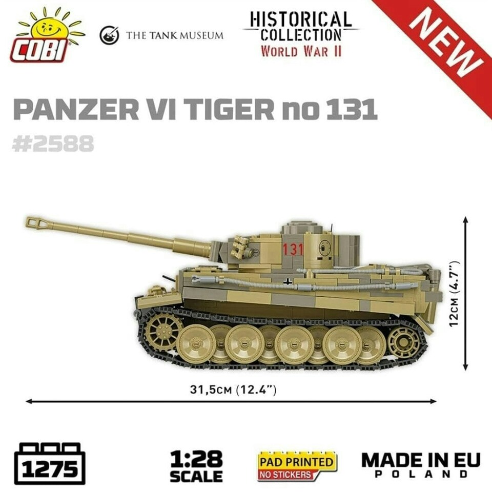 image 1 of Panzer VI Tiger I 131 The Tank Museum brick tank model - COBI 2588 - 1275 bricks