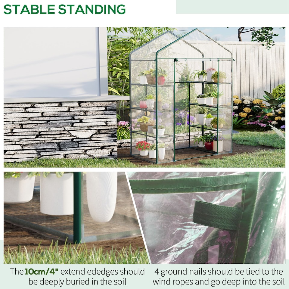 image 1 of Outsunny Walk In Greenhouse Garden Clear PVC Frame Shelves Reinforced Plant Grow