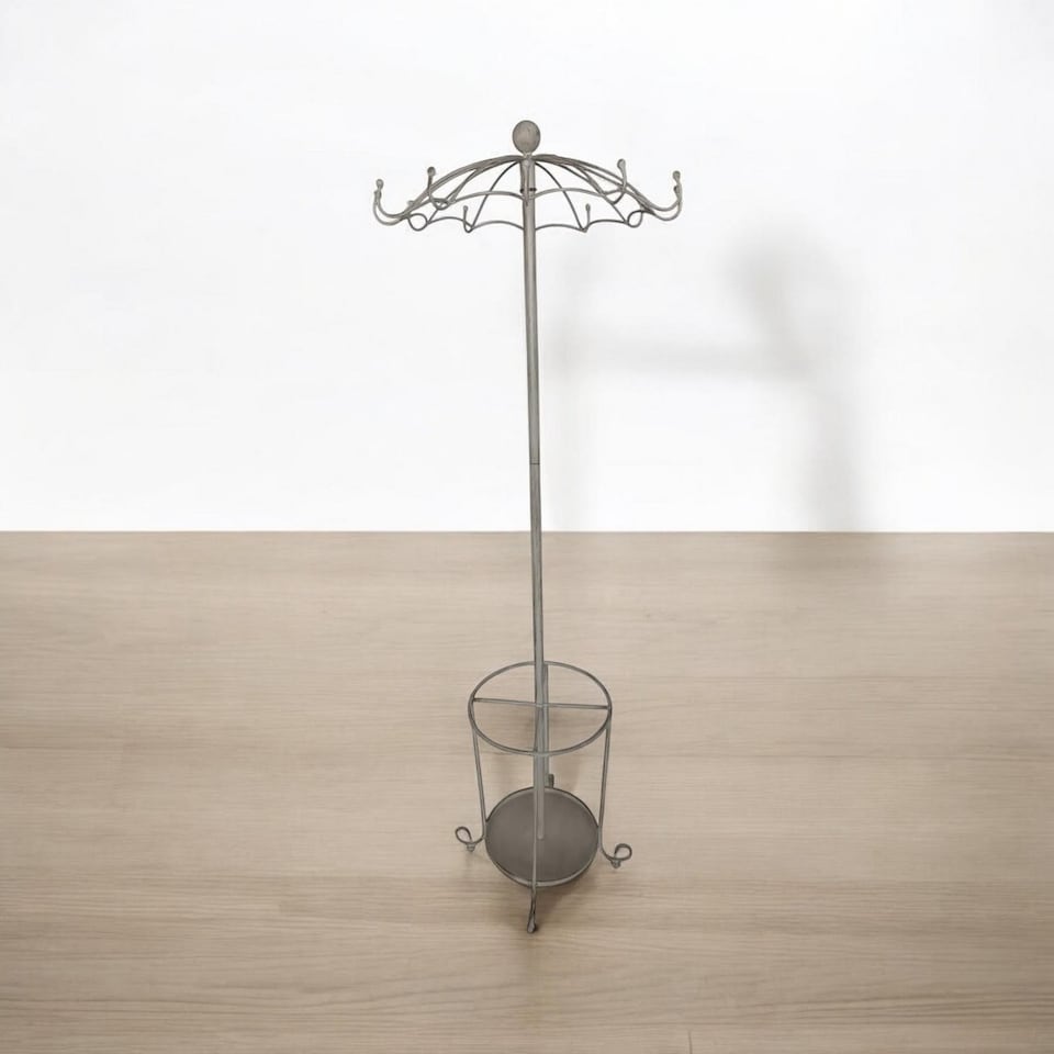 image 1 of Coat/Umbrella Hold Stand - Distressed Metal - L56 x W56 x H172 cm - Cream