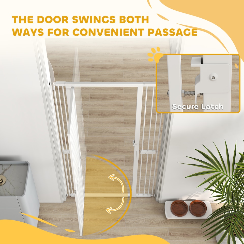 image 1 of PawHut 180cm Extra Tall Pet Gate Cat Gate with Narrow Gap, 77-104cm Wide