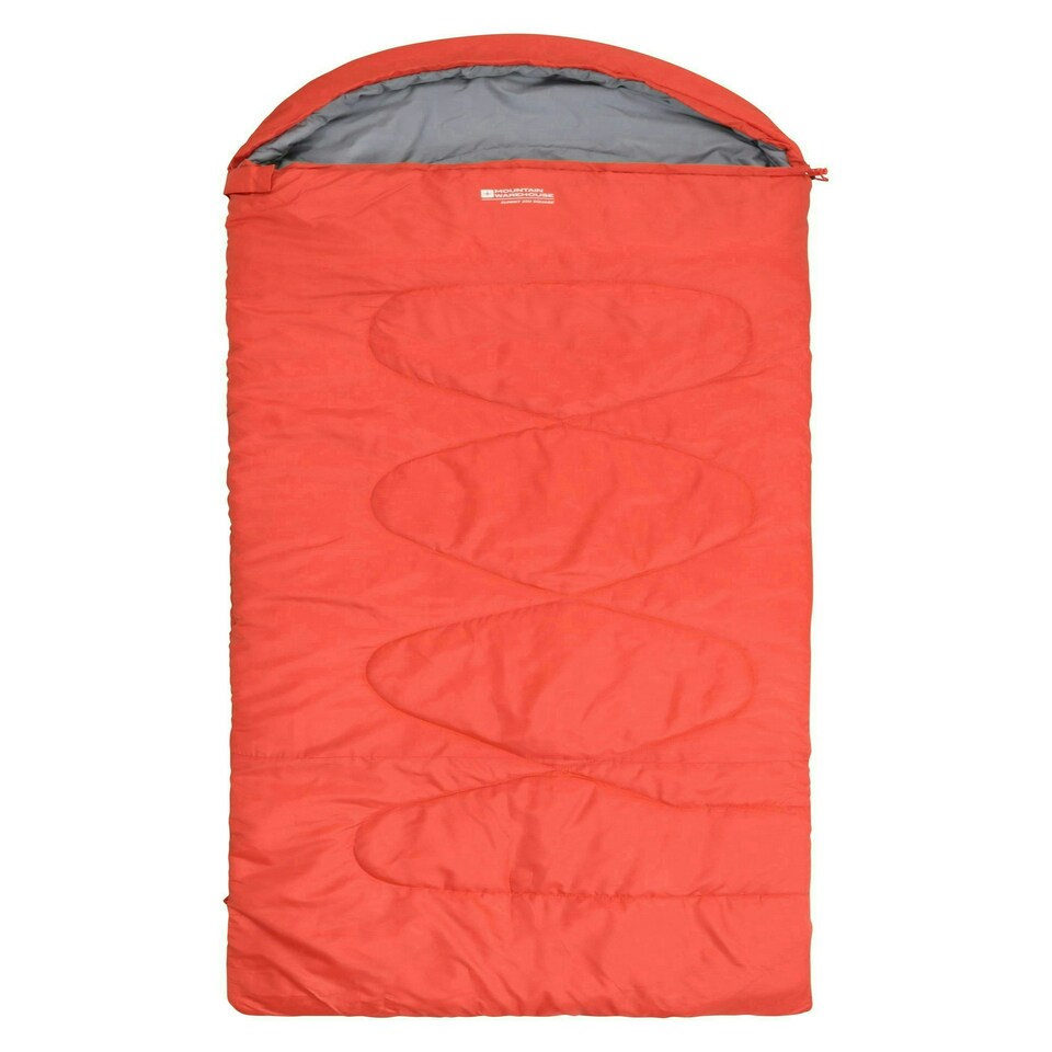 image 1 of Mountain Warehouse Summit 250 Square Sleeping Bag Insulated Two Way Zip Camp Bed Right Handed Zip - Long length (215cm) Orange | Burnt Orange