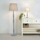 image 1 of ValueLights Victoria Grey Wood Traditional Stem Floor Lamp with Grey Fabric Tapered Shade and LED Bulb