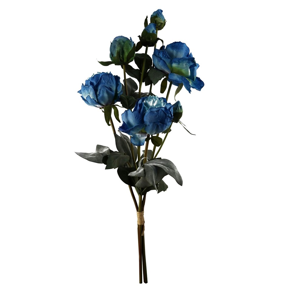 image 1 of 55cm Blue Peony Artificial Flowers Spray - 4 Flowers 3 Buds