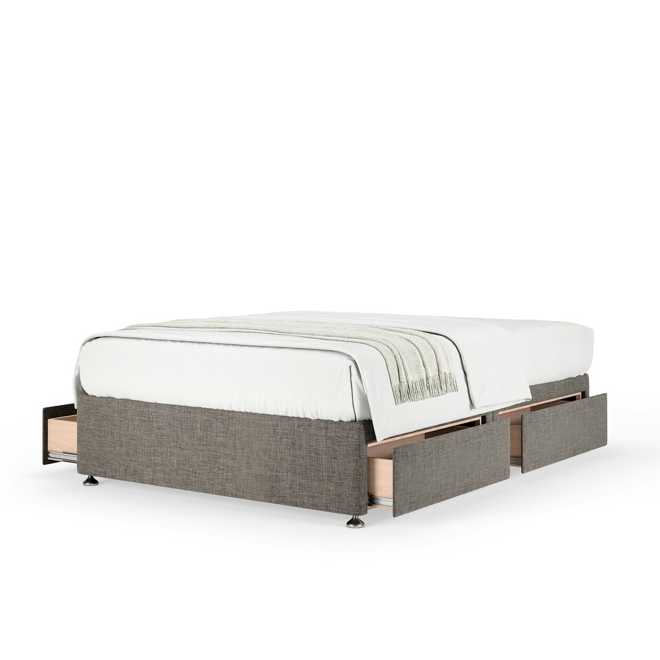 image 1 of Signature Platinum 2000 Pocket Sprung Slate Linen 4 Drawer Divan Set Double