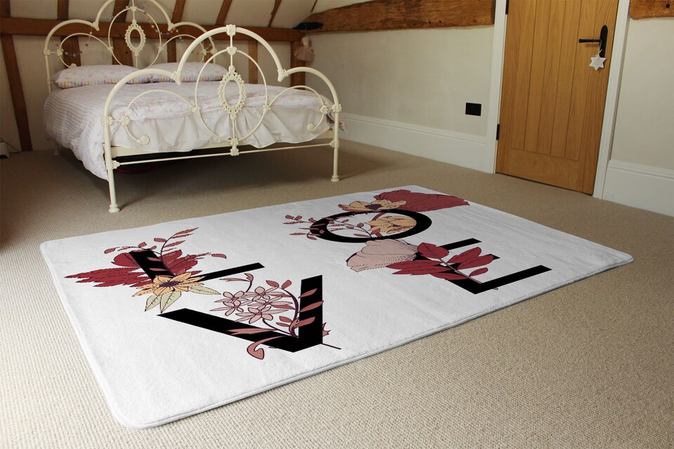 image 1 of Love Typography Designer Rug | Multi