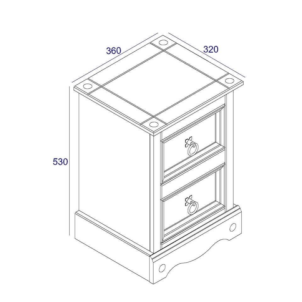 image 1 of Corona Premium 2 Drawer Petite Bedside Cabinet - Shaker-Style Nightstand with Dovetail Drawers | Brown | Antique Waxed Pine | One Size | 1