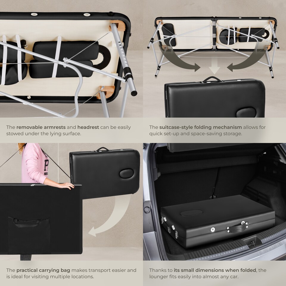 image 1 of Massage Table Set Massage Bench Massage Table 2 Zone Massage Bed Cosmetic Lounger Bag Bolsters Head And Armrests | Black | black | 1