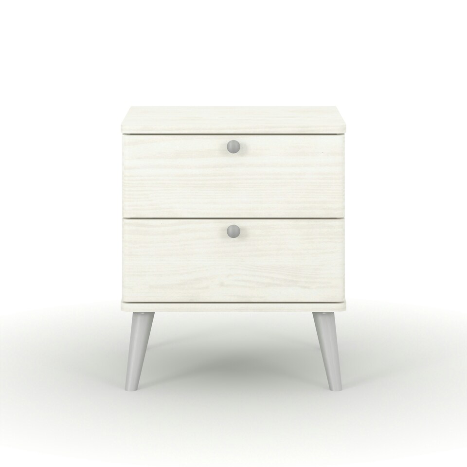 image 1 of Core Products Augusta Curve 2 Drawer Bedside Cabinet, White H53.0cm x W45.0cm x D39.5cm White