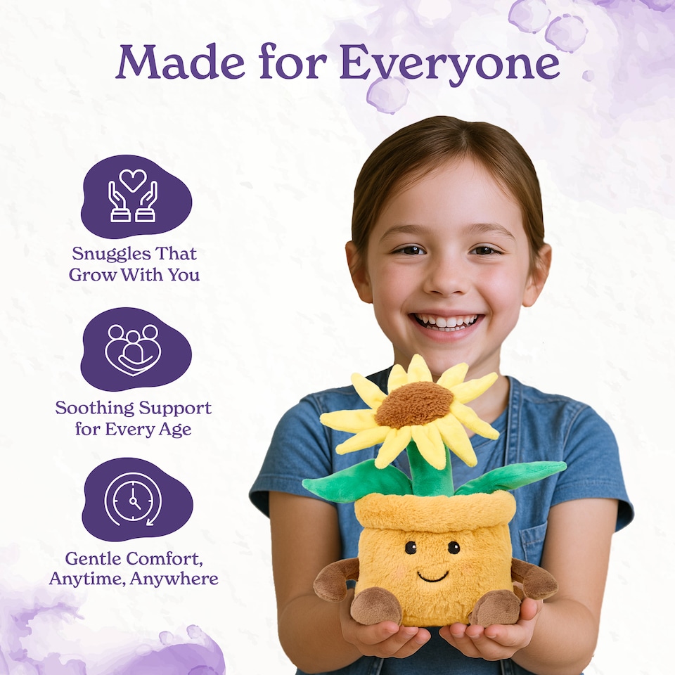 image 1 of Warmies Microwavable Plush Yellow Flower Pot Heat Pad, Weighted Heatable Plushie, Lightly Scented with French Lavender - Large