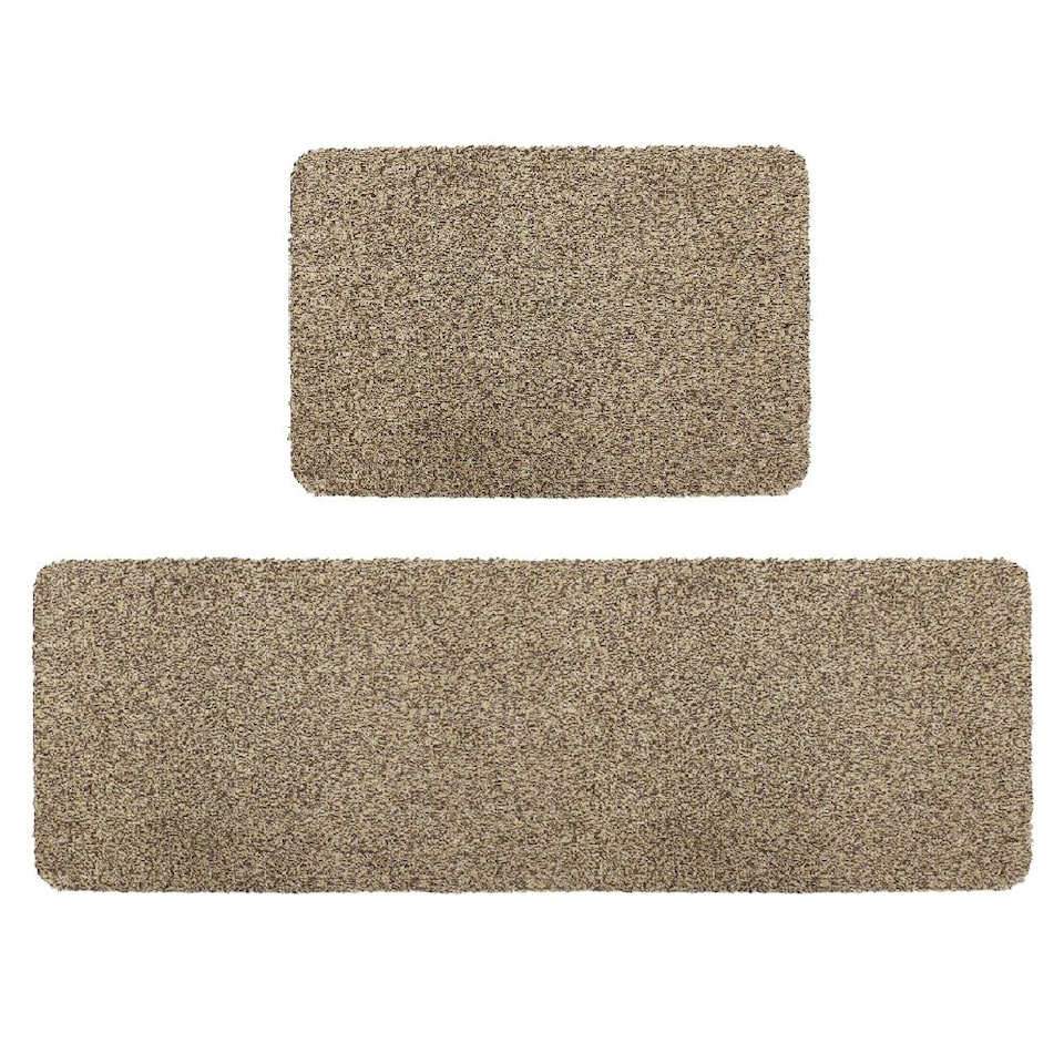 image 1 of JVL Tanami Machine Washable Doormat and Runner Set, Beige