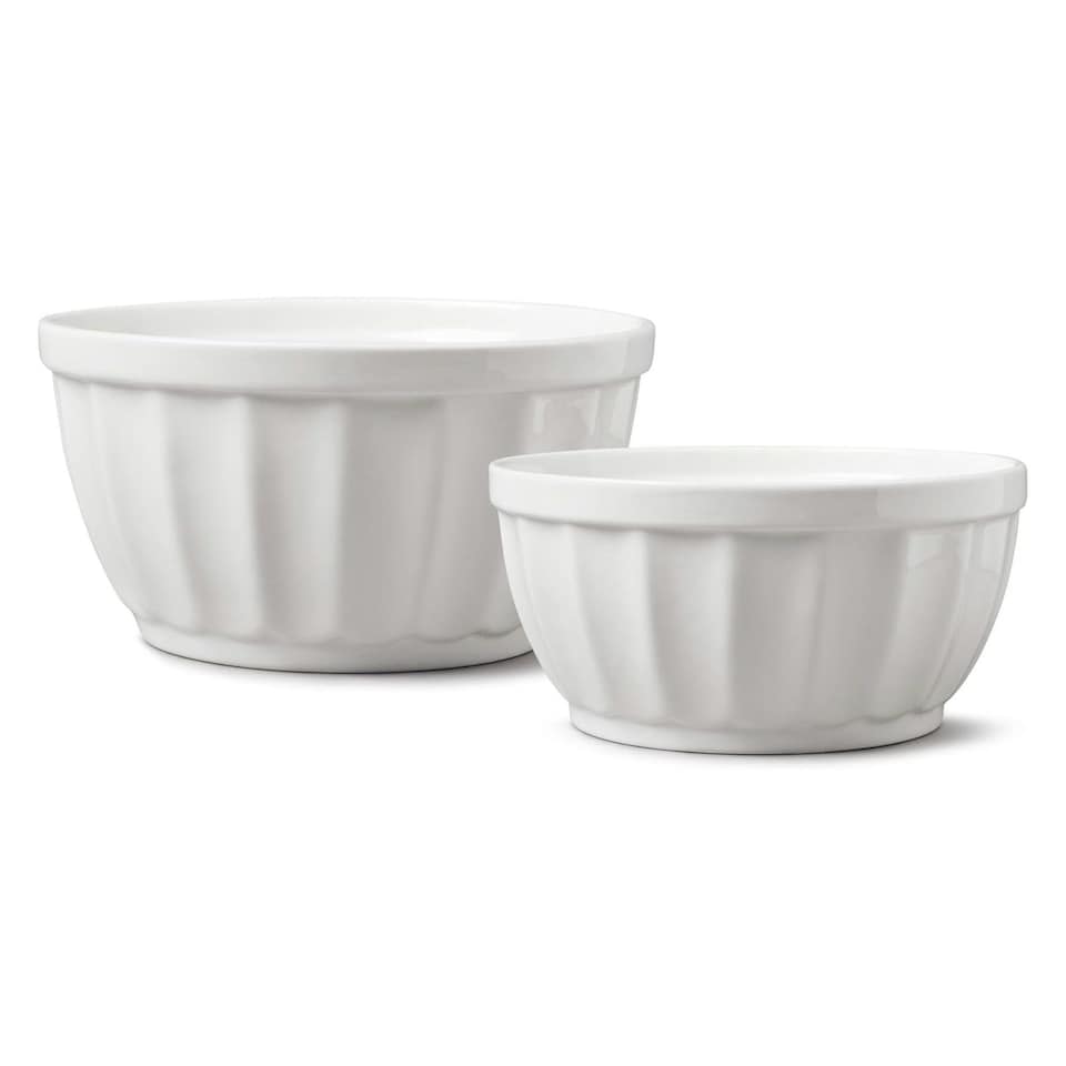 image 1 of Wm Bartleet & Sons Porcelain Fluted Bowl, Set of 2 White
