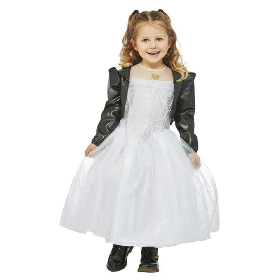 image 1 of Bride of Chucky Girls Tiffany Costume - White/Black - 3-4 Years