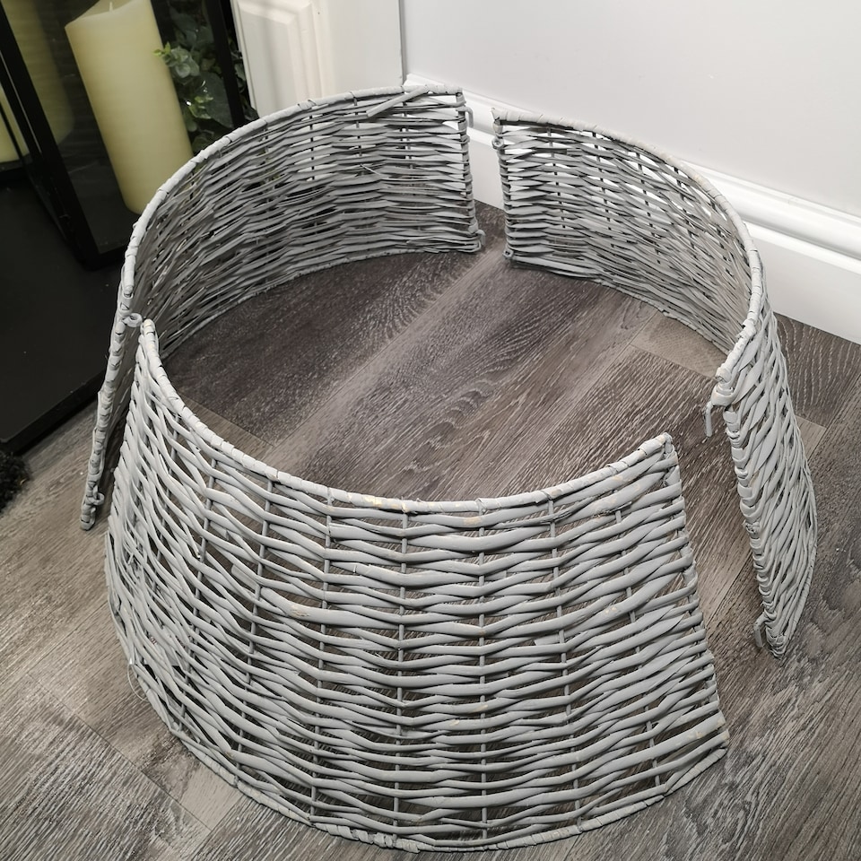 image 1 of 40/58cm Samuel Alexander KD Willow Christmas Tree Skirt Wicker Rattan- Medium Light Grey