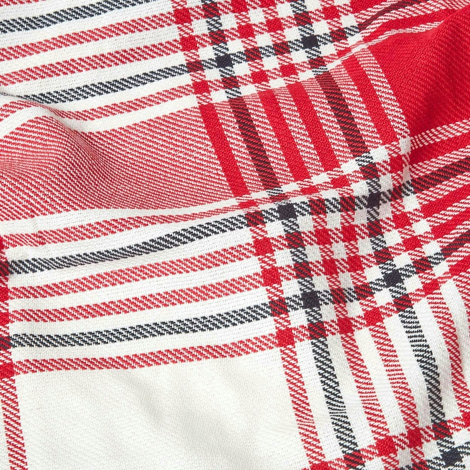 image 1 of Homescapes Red Tartan Check Sofa and Bed Throw - 225 x 255 cm Red