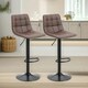 image 1 of 2PC Adjustable Height 360 Swivel Barstools Set With Shell Backrest Brown Brown
