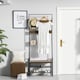 image 2 of HOMCOM Coat Rack Stand Industrial hallway Shoe Rack Removable Hooks Metal Wood Hangers Storage Cabinet Rustic Brown