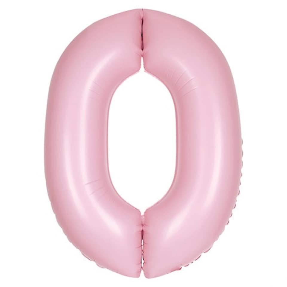 image 1 of Matte Lovely Pink Number 0 Helium Foil Giant Balloon 86cm / 34 in