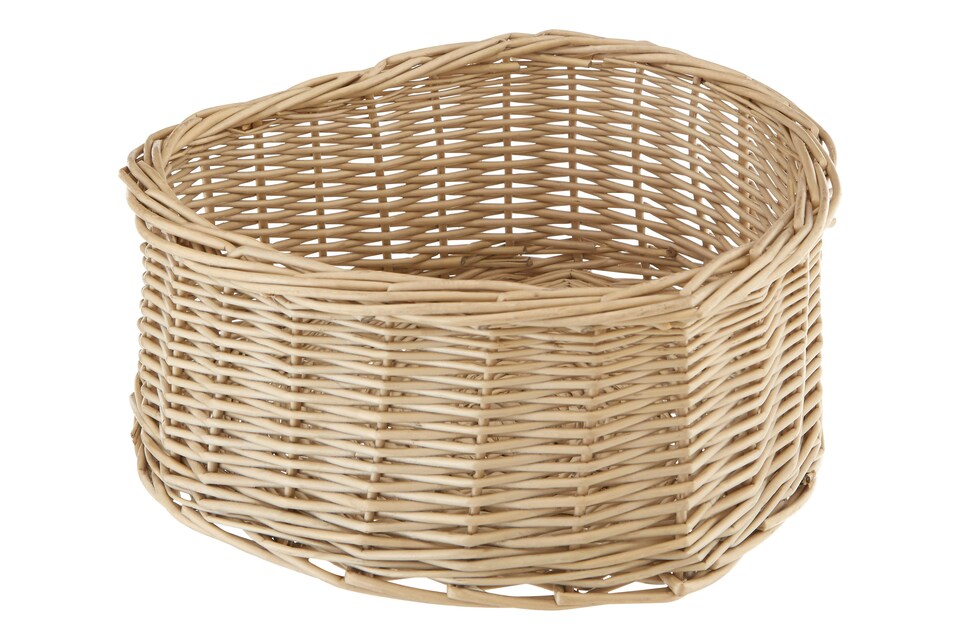 image 1 of Grey Heart Shape Willow Basket | Brown