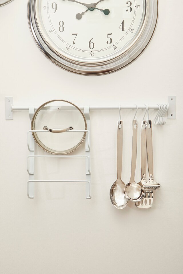 image 1 of Sorello White Iron Hanging Pan Lid Rack | White