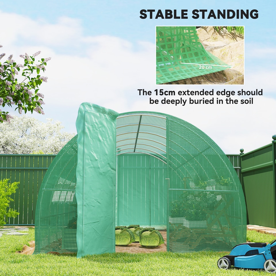image 1 of Outsunny 6 x 3M Reinforced Walk-in Polytunnel Garden Greenhouse Steel Frame