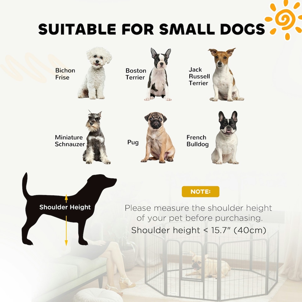 image 1 of PawHut Eight-Panel Dog Playpen with Door, for Indoor, Outdoor, 60cm Tall