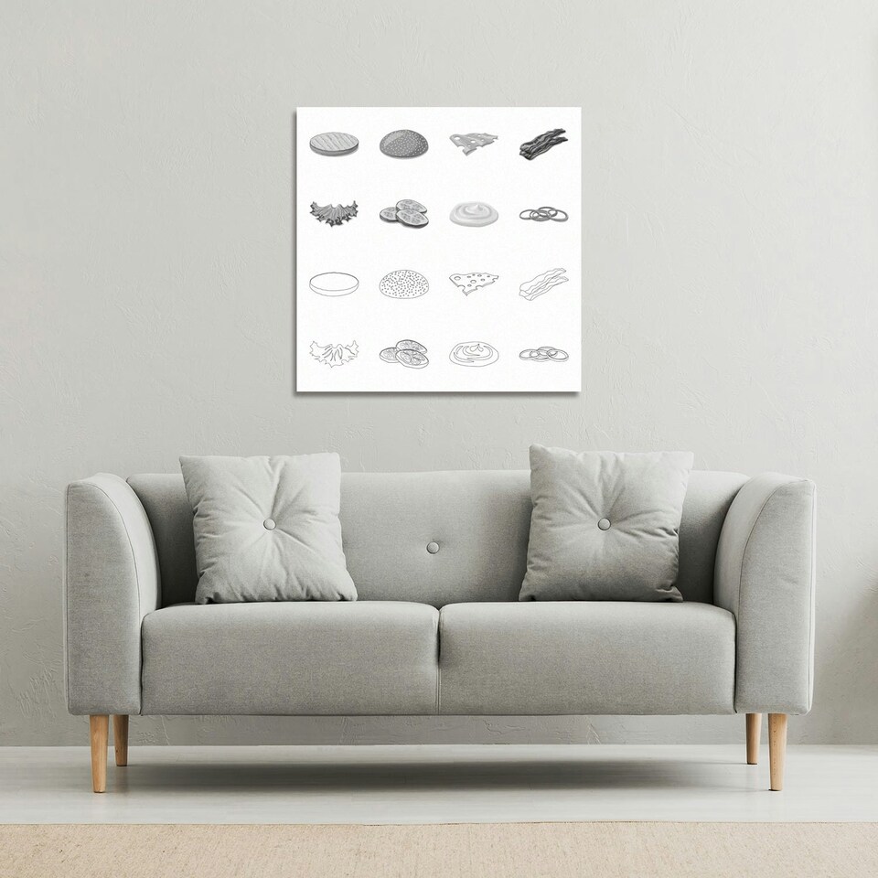 image 1 of burger and sandwich icon (Canvas Print) 90 x 90 x 4cm