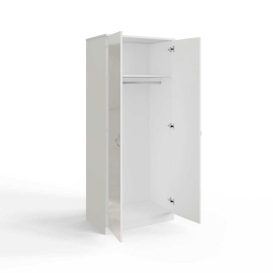 image 1 of FWStyle Chilton 2 Door Wardrobe With Mirror - White Gloss Front White