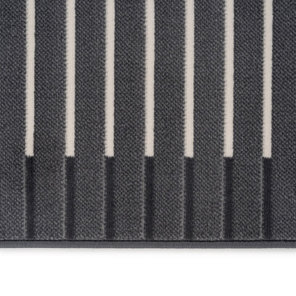 image 1 of kukoon 3ft - 39ft Grey Striped Stair Carpet Long Hallway Runner Rug 60cm x 823cm