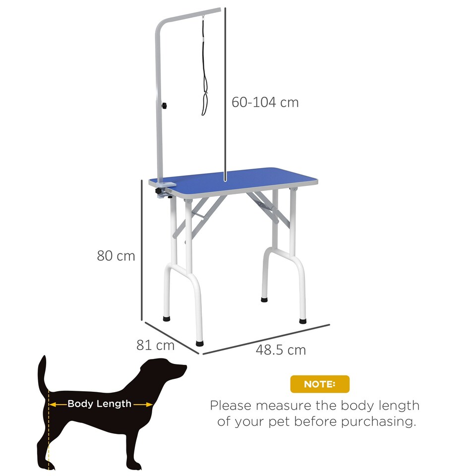 image 1 of PawHut Foldable Dog Grooming Table Adjustable Arm 81x49x80 cm