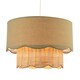 image 2 of Dark Olive Linen Fabric and Natural Rattan Scallop Pendant Lamp Shade Green
