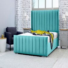 Caira Plush King Bed Frame - Teal