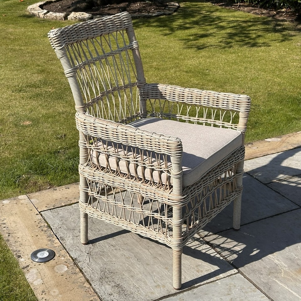 image 1 of Provence Collection Outdoor Dining Chair - Metal - L94 x W62 x H69 cm - Beige | Grey