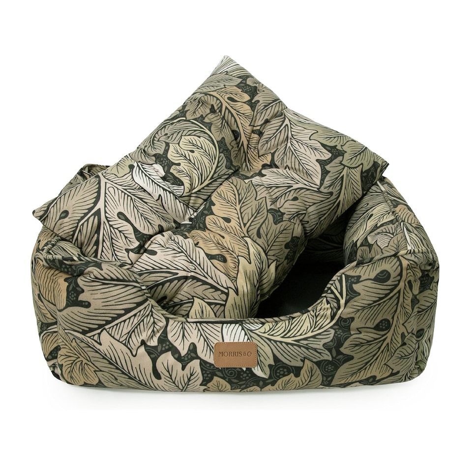 image 1 of Morris & Co. Green Acanthus Print Dog Pet Box Bed | Green | Patterned