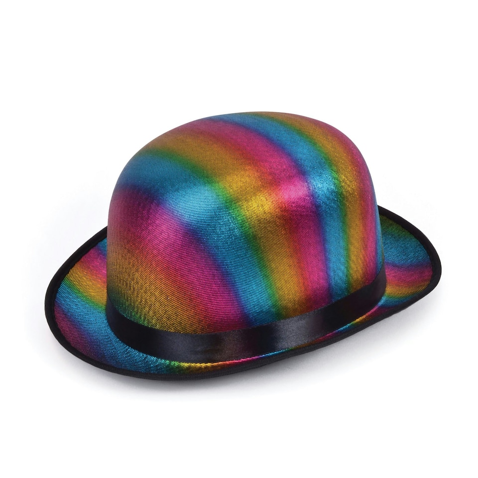 Bristol Novelty Unisex Adults Metallic Rainbow Bowler Hat - Multicoloured - One Size One Size