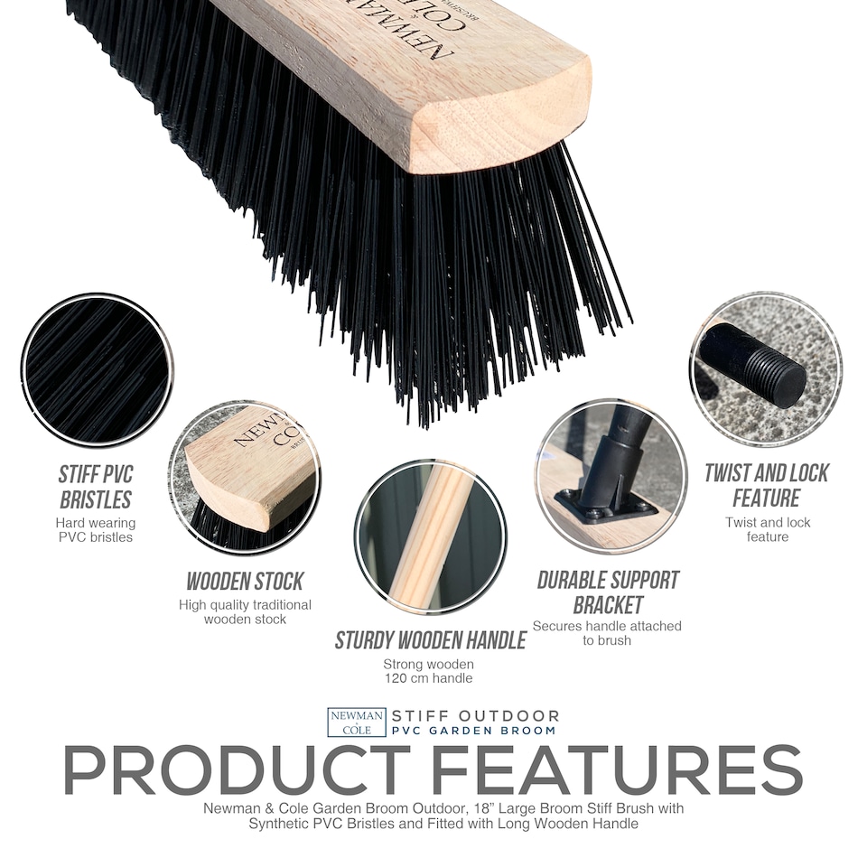 image 1 of Outdoor Garden 18" Stiff PVC Large Broom Stiff Brush