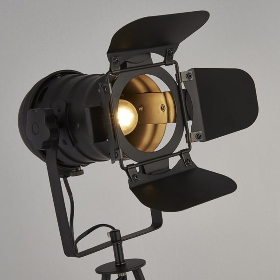 image 1 of Spectre Black Spotlight Tripod Floor Lamp