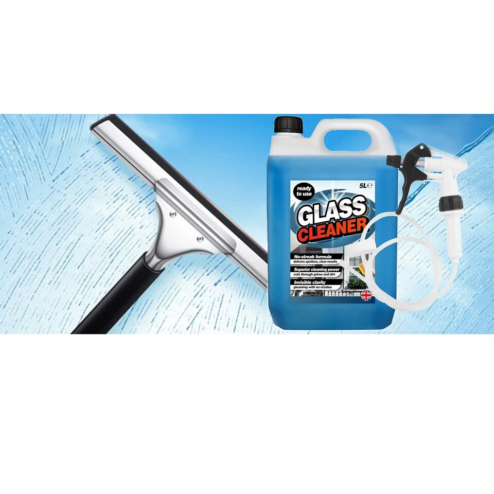 image 1 of 2 x 5L Glass Cleaner With Long Trigger Hose Cuts Through Dirt & Grime No-Streak Formula