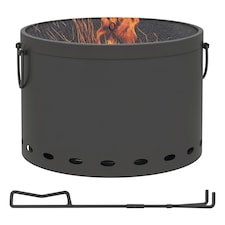 Outsunny 38cm Smokeless Wood Burning Firepit Metal Fire Pit, Dark Grey
