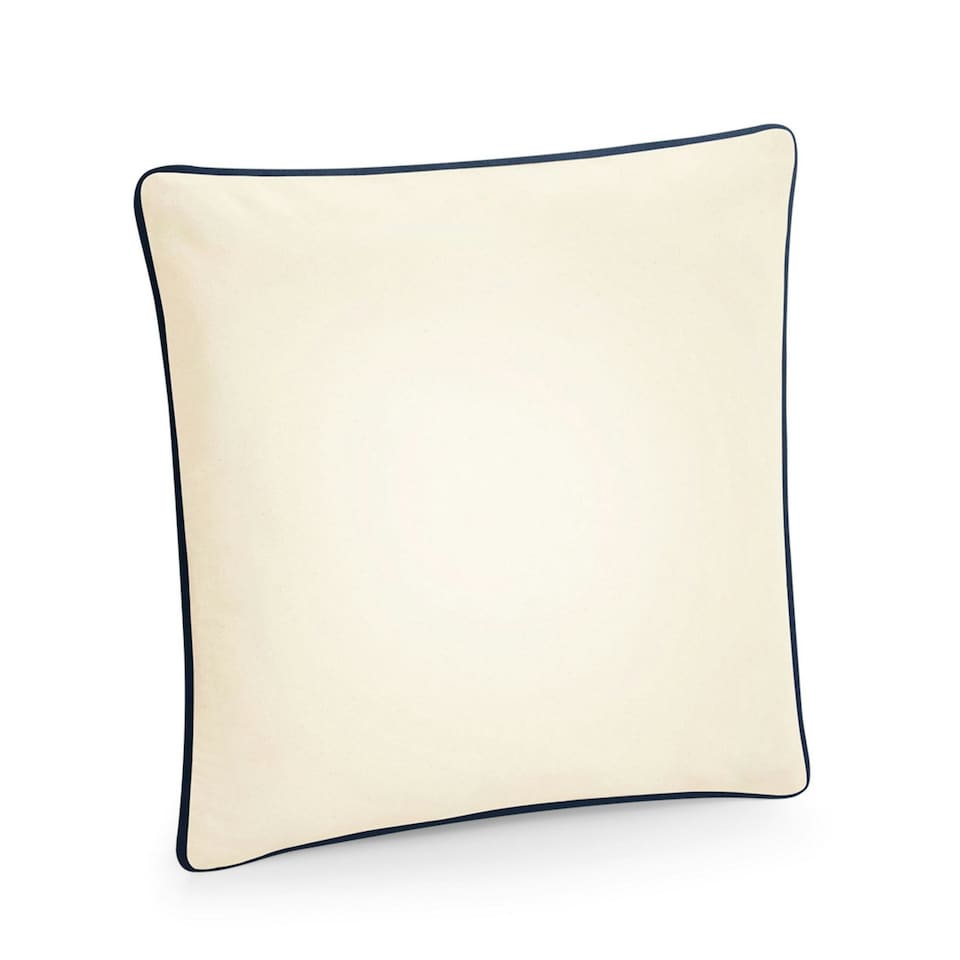 image 1 of Westford Mill Fairtrade Cotton Piped Cushion Cover - Natural/French Navy - 40cm x 40cm x 18cm