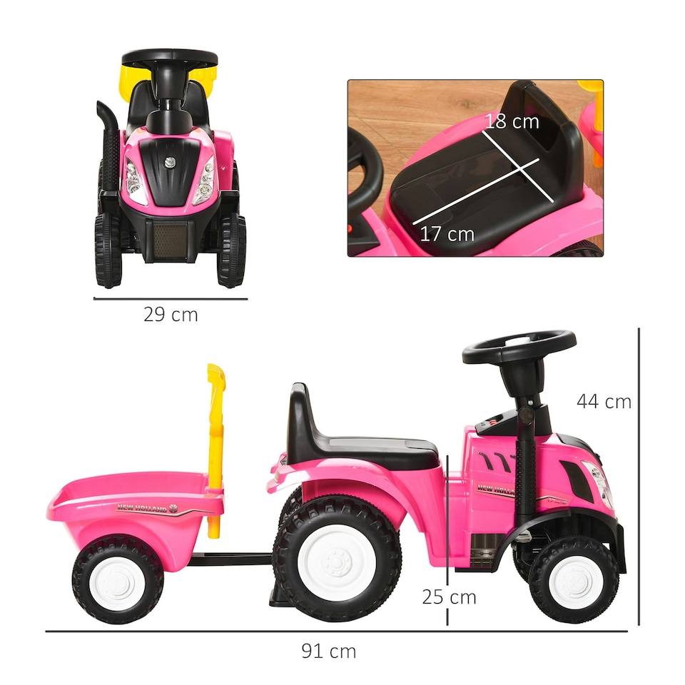 image 1 of HOMCOM Ride On Tractor Toddler Walker Foot To Floor Slider 12-36 Months Pink