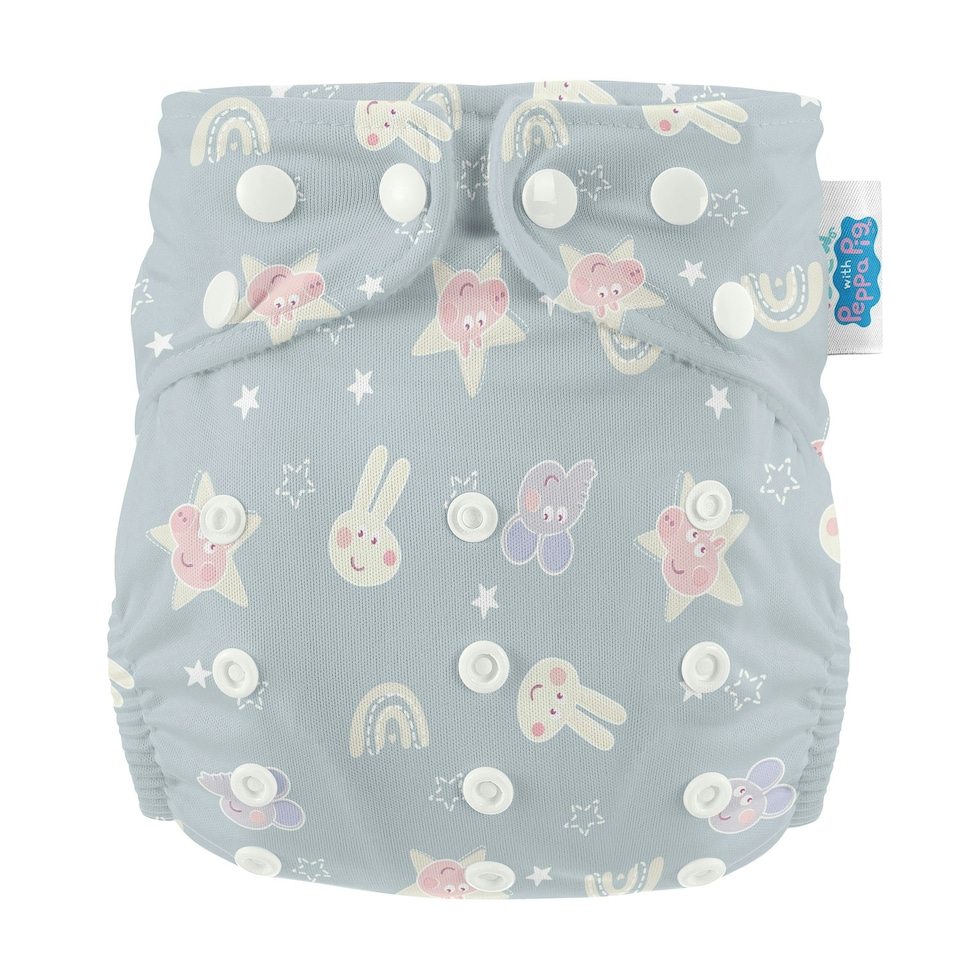 image 1 of Peppa Pig One Size All-In-One Reusable Cloth Nappy - Blue Mix Peppa & Friends
