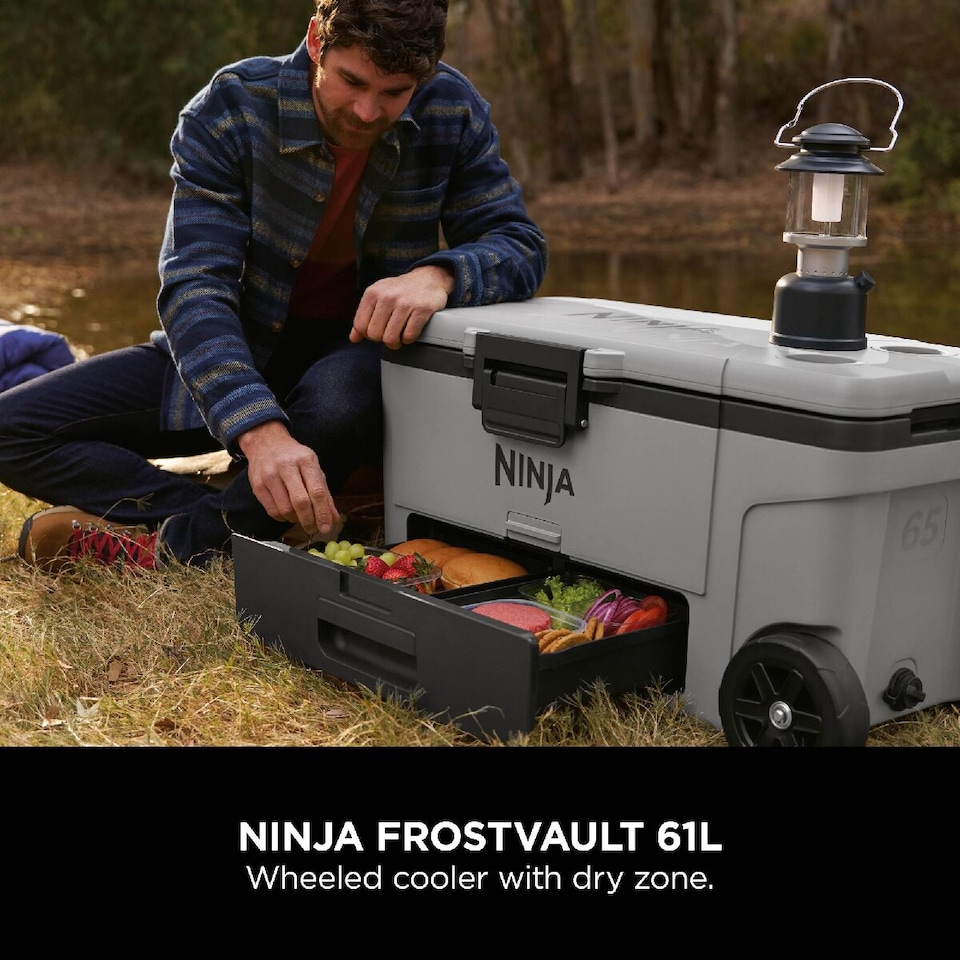 image 1 of Ninja FrostVault 65QT/61L Wheeled Cooler with Dry Zone, Slate Grey FB265EUUKGY