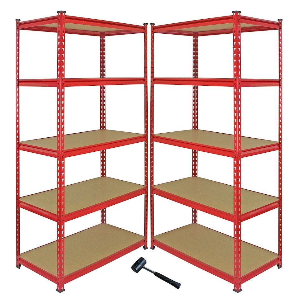 image 1 of Z-Rax 90cm Racking Bundle: Corner Shelving and 2 Garage Racking Bays | Red